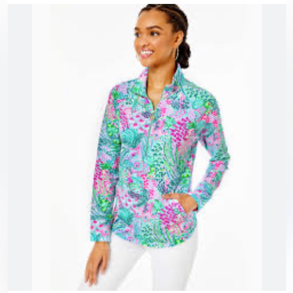 New Lilly Pulitzer Niccola Mesh Panel 1/2 Zip Top